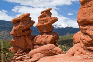 Red rocks with mountains in the backround